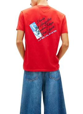 T-shirt Tommy Jeans Shift rouge pour homme
