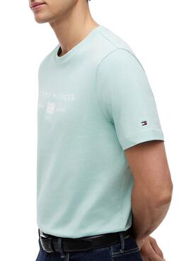 T-shirt Tommy Hilfiger Brand Love turquoise pour homme