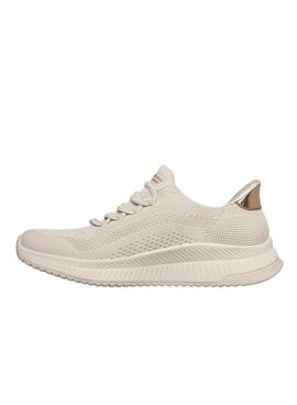 Chaussures Skechers BOBS Squad 4 beige pour femme.