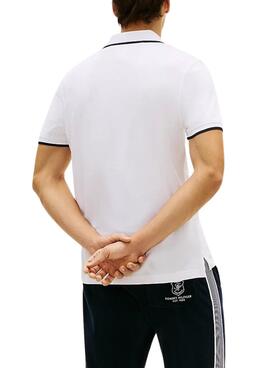 Polo Tommy Hilfiger Piqué blanc à rayures contrastantes pour homme