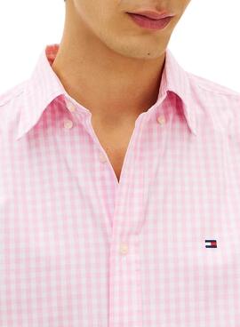 Chemise à carreaux Vichy rose pour homme Tommy Hilfiger