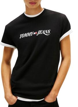 T-shirt Tommy Jeans Vintage logo noir pour homme