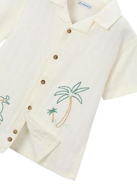 Chemise beige brodée Mayoral pour garçon