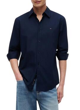 Chemise Tommy Jeans en popeline marine pour homme
