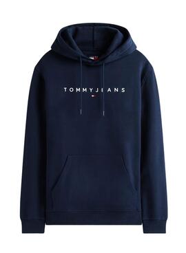 Sweat à capuche Tommy Jeans Linear Logo marine pour homme