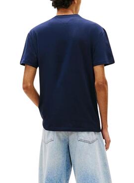T-shirt Tommy Jeans Linear Logo marine régulière pour homme