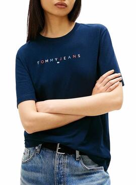 T-shirt Tommy Jeans Color Linear marine pour femme