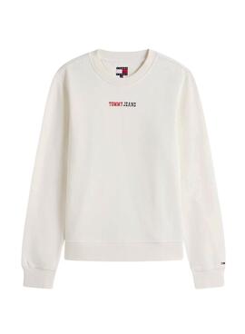 Sweat à capuche Tommy Jeans Essential logo blanc pour femme