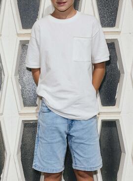 T-shirt blanche Mayoral avec poche pour garçon