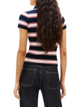 Polo Tommy Jeans slim à rayures pour femme