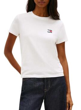 T-shirt Tommy Jeans Wavy Flag blanc pour femme