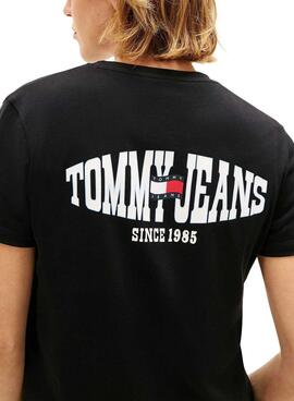 T-shirt Tommy Jeans Wavy Flag noir pour femme