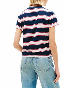 T-shirt Tommy Jeans à rayures marine régulière pour femme