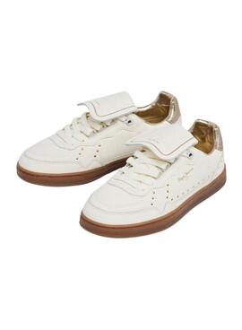 Sneakers Pepe Jeans Ball Studs en cuir blanc avec clous pour femmes