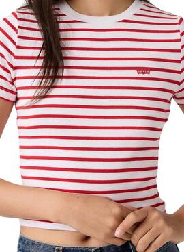 T-shirt Levis Perfect Tee rayures rouge et blanc pour femme
