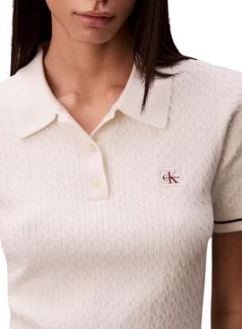 Robe Calvin Klein Jeans Microcable blanc pour femme