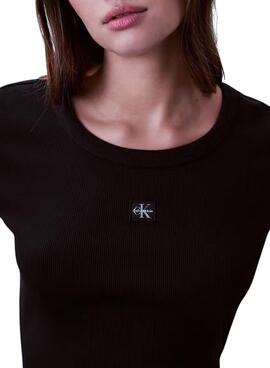T-shirt Calvin Klein Jeans Woven Label noir pour femme