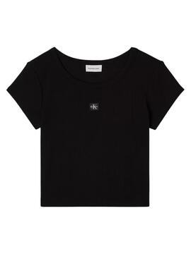 T-shirt Calvin Klein Jeans Woven Label noir pour femme