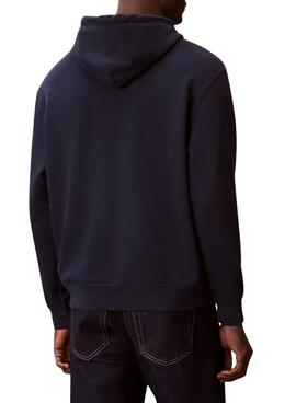 Sweat à capuche Calvin Klein Jeans Monogramme bleu marine pour homme