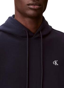 Sweat à capuche Calvin Klein Jeans Monogramme bleu marine pour homme