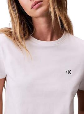 T-shirt Calvin Klein Jeans Monogram blanc pour femme