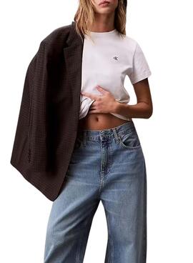 T-shirt Calvin Klein Jeans Monogram blanc pour femme