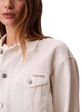 Veste en jean Calvin Klein Jeans des années 90 blanche pour femme