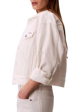 Veste en jean Calvin Klein Jeans des années 90 blanche pour femme