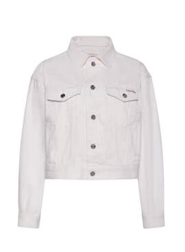 Veste en jean Calvin Klein Jeans des années 90 blanche pour femme
