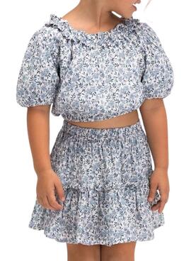Jupe bleue Mayoral avec motif floral pour fille