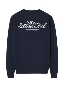 Sweatshirt Silbon Club Saint Tropez bleu marine pour homme