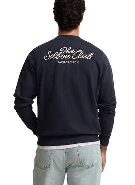 Sweatshirt Silbon Club Saint Tropez bleu marine pour homme