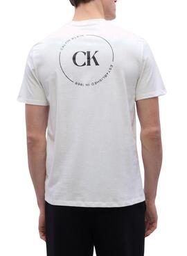 T-shirt Calvin Klein Jeans Logo circulaire blanc pour homme