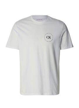 T-shirt Calvin Klein Jeans Logo circulaire blanc pour homme