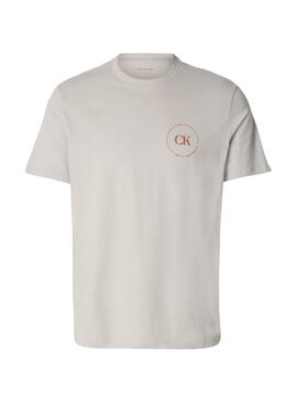 T-shirt Calvin Klein Jeans logo circulaire beige pour homme