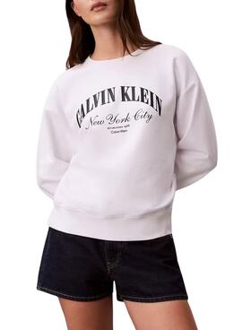 Sweatshirt Calvin Klein Jeans Graphic Logo blanc pour femme