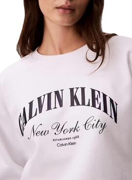 Sweatshirt Calvin Klein Jeans Graphic Logo blanc pour femme