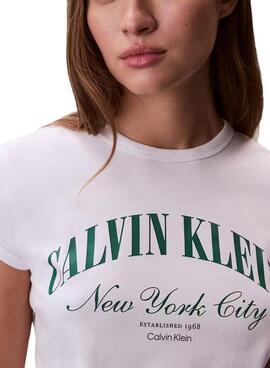 Maillot Calvin Klein Jeans Graphic Logo blanc pour femme