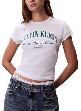 Maillot Calvin Klein Jeans Graphic Logo blanc pour femme