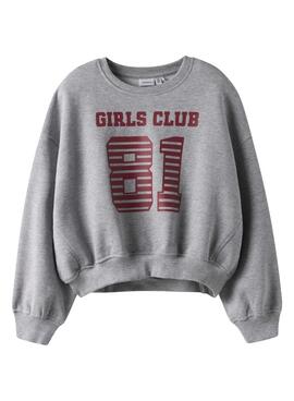 Sweat à capuche Name It Girls Club gris pour fille