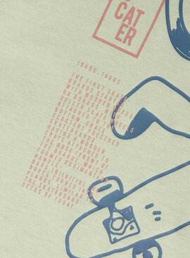 T-shirt Name It chat skate vert clair pour garçon.