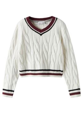 Maillot Name It tressé blanc cassé pour fille