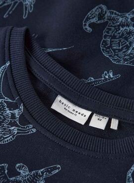 Sweat à capuche Name It dinosaures bleu marine pour garçon