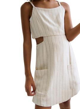 Salopette à rayures beiges pour fille