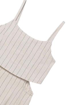 Salopette à rayures beiges pour fille