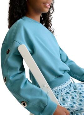 Sweatshirt Mayoral avec œillets bleus pour fille.