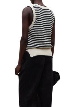 Maillot Ecoalf Tulip beige à rayures pour femme.