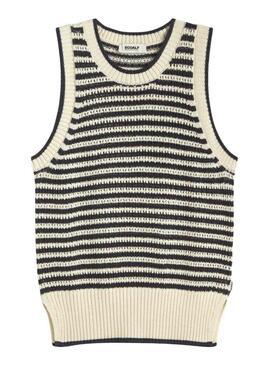 Maillot Ecoalf Tulip beige à rayures pour femme.