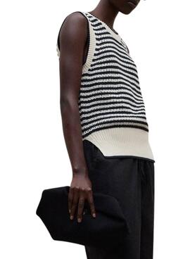 Maillot Ecoalf Tulip beige à rayures pour femme.