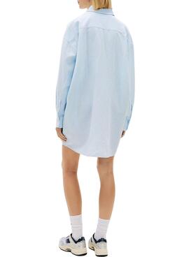 Robe chemise Tommy Jeans oversize en lin bleu pour femme
